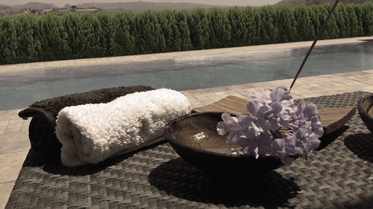 Mobile massage at villa by the pool